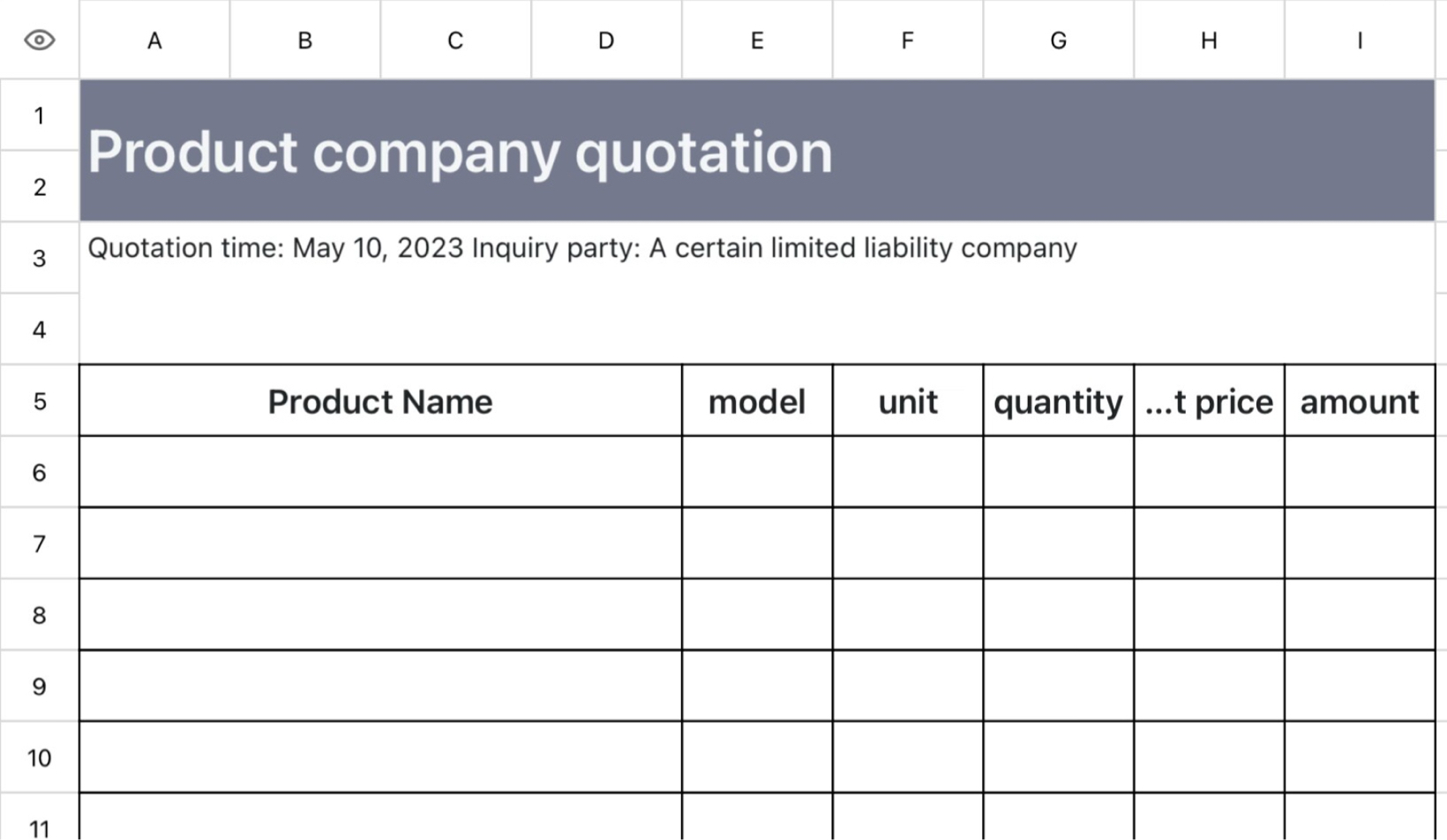 Product company quotation